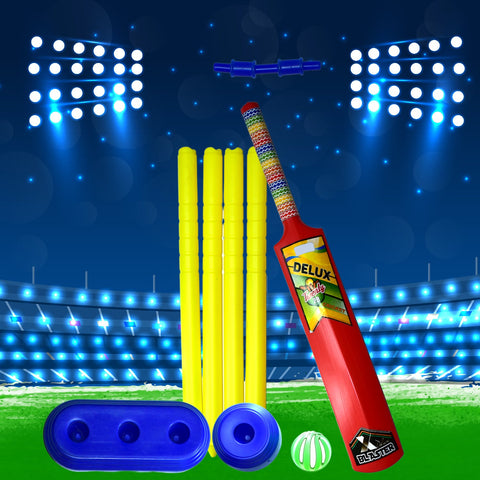 8014 Plastic Cricket Set with Stump,Ball and Bat Kit - SWASTIK CREATIONS The Trend Point