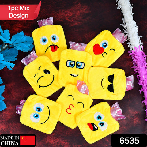 6535 1pc Mix Emoji designs small Hot Water Bag with Cover for Pain Relief, Neck, Shoulder Pain and Hand, Feet Warmer, Menstrual Cramps. - SWASTIK CREATIONS The Trend Point