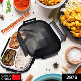 2976 Black Transparent Lunch Box for Kids and adults, Stainless Steel Lunch Box with 3 Compartments. - SWASTIK CREATIONS The Trend Point