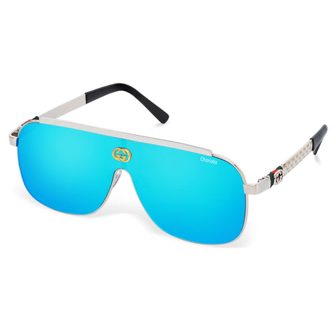 Choriotis-0039 Ghostman Square Aqua Blue-Silver Sunglasses For Men & Women~CT-0039