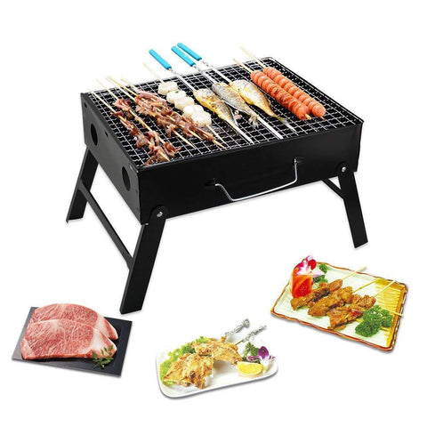 0126 Folding Barbeque Charcoal Grill Oven (Black, Carbon Steel) - SWASTIK CREATIONS The Trend Point
