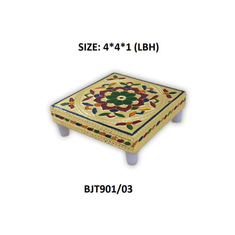 2122 Multipurpose Traditional Decorative Design Wooden Chowki/Bajot - SWASTIK CREATIONS The Trend Point