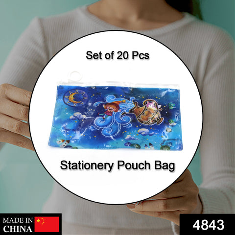 4843 20 Pc Blue Printed Pouch For Carrying Stationary Stuffs And All By The Students. - SWASTIK CREATIONS The Trend Point
