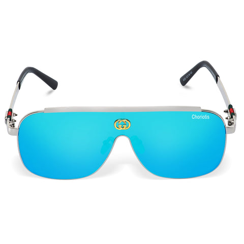 Choriotis-0039 Ghostman Square Aqua Blue-Silver Sunglasses For Men & Women~CT-0039