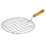 2085 Kitchen Round Stainless Steel Roaster Papad Jali, Barbecue Grill with Wooden Handle - SWASTIK CREATIONS The Trend Point