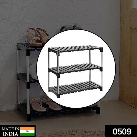 0509 3-Tier Fouldable Solid Stainless Steel Shoe Rack - SWASTIK CREATIONS The Trend Point