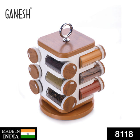8118 Ganesh 12-Jar Revolving Spice Rack Masala Box - SWASTIK CREATIONS The Trend Point