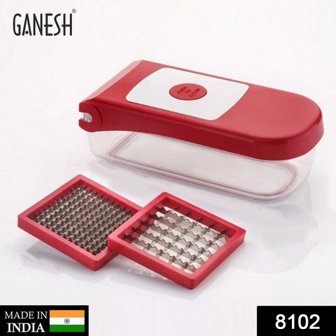 8102 Ganesh Plastic Chopper Vegetable and Fruit Cutter, Red - SWASTIK CREATIONS The Trend Point