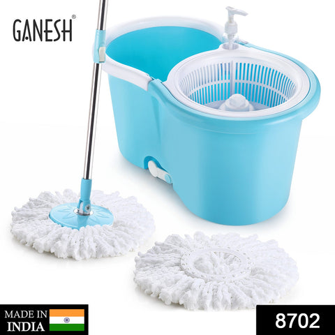 8702 Plastic Spinner Bucket Mop 360 Degree Self Spin Wringing with 2 Absorbers for Home and Office Floor Cleaning Mops Set - SWASTIK CREATIONS The Trend Point