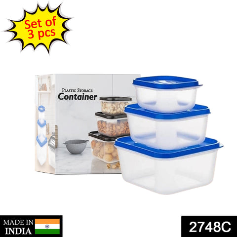 2748C 3 Pcs Square Shape Food Grocery Storage Container - SWASTIK CREATIONS The Trend Point
