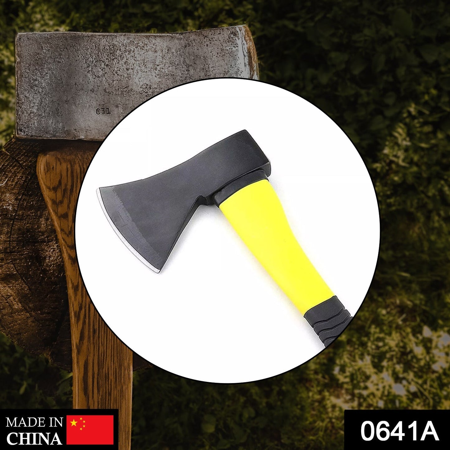 0641A Fiberglas's Body Rubberised Handle Wood Cutting Axe - SWASTIK CREATIONS The Trend Point SWASTIK CREATIONS The Trend Point