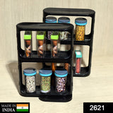 2621 Cabinet Caddy, Modular Rotating Spice Rack Multi-functional Organizer Rack Two 2-Tiered Shelves with Base - SWASTIK CREATIONS The Trend Point