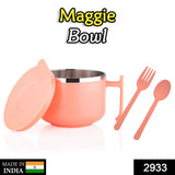 2933 Maggie Bowl with Lid and Handle, Soup Bowls for Easy Perfect Breakfast Cereals, Fruits, Ramen, Beverages,Essentials, Dishwasher Safe Double Layer - SWASTIK CREATIONS The Trend Point