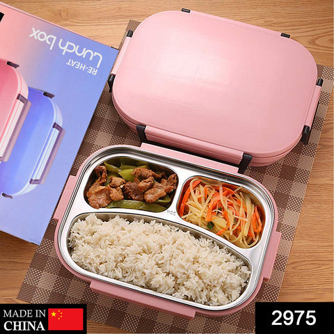 2975 Lunch Box for Kids and adults, Stainless Steel Lunch Box with 3 Compartments. - SWASTIK CREATIONS The Trend Point