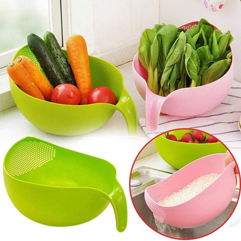 0156 Rice Bowl Thick Drain Basket with Handle - SWASTIK CREATIONS The Trend Point