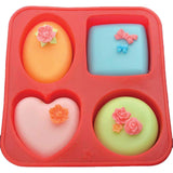 0773 Silicone Circle, Square, Oval and Heart Shape Soap And Mini Cake Making Mould 