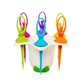 2046 Dancing Doll Fruit Fork Cutlery Set with Stand Set of 6 - SWASTIK CREATIONS The Trend Point