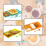 2037 4Compartment Dish with Spoon and Fork(1 Dish Set with 1Spoon and 1Fork) Dinner Plate Plastic Compartment Plate Pav Bhaji Plate 4-Compartments Divided Plastic Food Plate. - SWASTIK CREATI