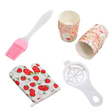 2943 4pc kitchen tools 1pc spatula brush 1pc oven glove 1pc egg yolk separator and paper cup set of 25pcs - SWASTIK CREATIONS The Trend Point