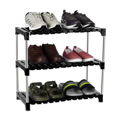 0509 3-Tier Fouldable Solid Stainless Steel Shoe Rack - SWASTIK CREATIONS The Trend Point