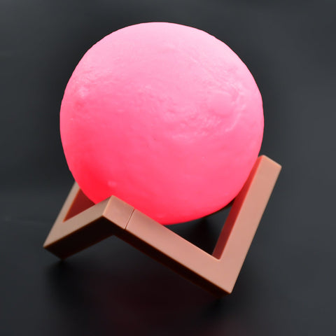 6274 Moon Night Lamp Pink Color with Wooden Stand Night Lamp for Bedroom - SWASTIK CREATIONS The Trend Point
