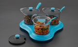 0609 Multipurpose Dining Set Jar and tray holder, Chutneys/Pickles/Spices Jar - 3pc - SWASTIK CREATIONS The Trend Point
