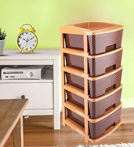 1151 5tier Plastic Modular Drawer System For Multiple Use (Brown colour) - SWASTIK CREATIONS The Trend Point SWASTIK CREATIONS The Trend Point