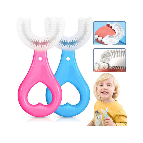 4002 U Shaped Toothbrush for Kids, 2-6 Years Kids Baby Infant Toothbrush, Food Grade Ultra Soft Silicone Brush Head - SWASTIK CREATIONS The Trend Point