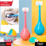 7327 Toothbrush - Soft Bristle Toothbrush - 3-Sided Training Toothbrush With Silicone Head, Inverted Cleaning Toothbrush for Aged 2-12, Children's Cleaning (1 Pc)