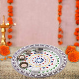 2236 Silver Plated Laxmi & Ganesh Pooja Thali Set (Set of 6 Pieces) - SWASTIK CREATIONS The Trend Point