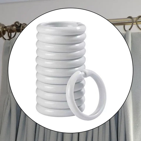 1793 Plastic Ring Bath Drape Loop Clasp Shower Curtain Hooks (Pack of 12Pcs) - SWASTIK CREATIONS The Trend Point