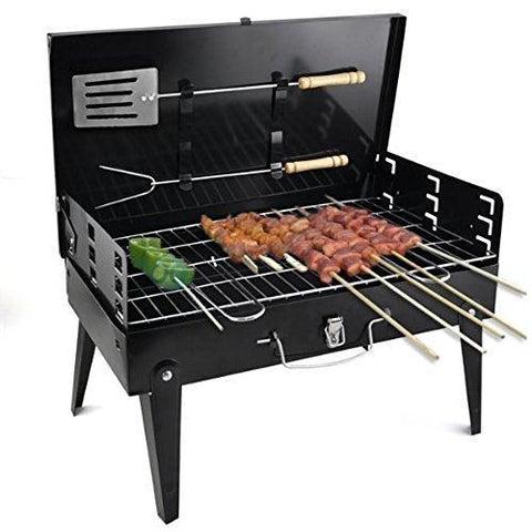 0125 Stainless Steel Briefcase Style Barbecue Grill Toaster (Medium, Black) - SWASTIK CREATIONS The Trend Point