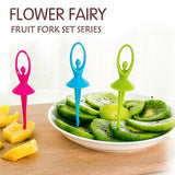 2046 Dancing Doll Fruit Fork Cutlery Set with Stand Set of 6 - SWASTIK CREATIONS The Trend Point