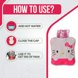 6520 Pink Hello Kitty small Hot Water Bag with Cover for Pain Relief, Neck, Shoulder Pain and Hand, Feet Warmer, Menstrual Cramps. - SWASTIK CREATIONS The Trend Point