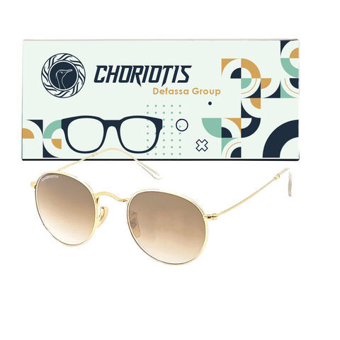 Choriotis-3447 Velaryon Round Brown-Gold Sunglasses For Men & Women~CT-3447