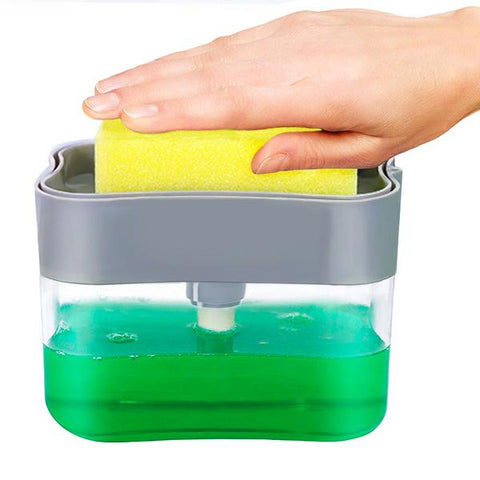 1485 Liquid Soap Dispenser on Countertop with Sponge Holder For Pet - SWASTIK CREATIONS The Trend Point
