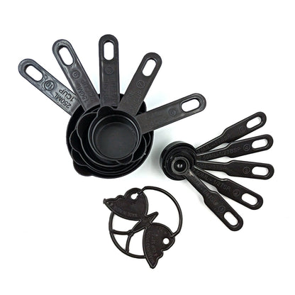 2646 Plastic Measuring Cups and Spoons (11 Pcs, Black) With butterfly shape Holder - SWASTIK CREATIONS The Trend Point