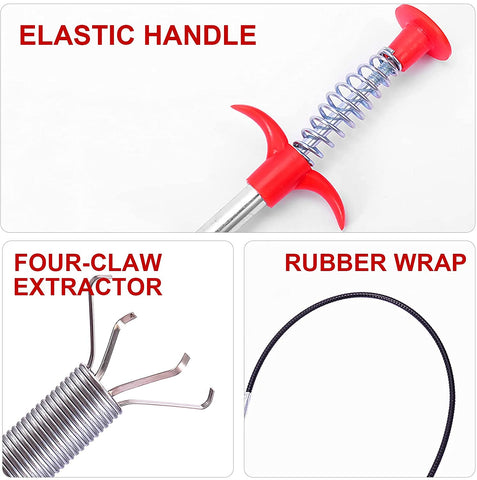 1628 Multifunctional Cleaning Claw Pilpe Cleaner Drainage Block Remover Drain Spring Pipe Dredging Tool, Drain Cleaning Tool for Hair Drain Drain Cleaner Sticks drain pipe clearer (290 Cm)