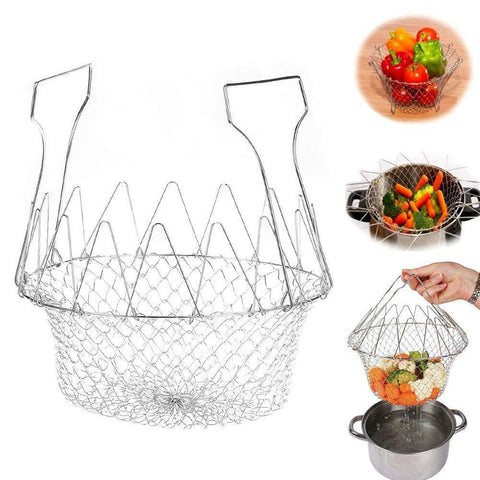 0139 Foldable Strainer Chef Basket - SWASTIK CREATIONS The Trend Point