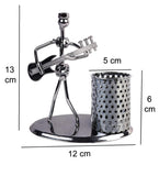 1636 Iron Musician Playing Bass Guitar Pen Stand Showpiece - SWASTIK CREATIONS The Trend Point