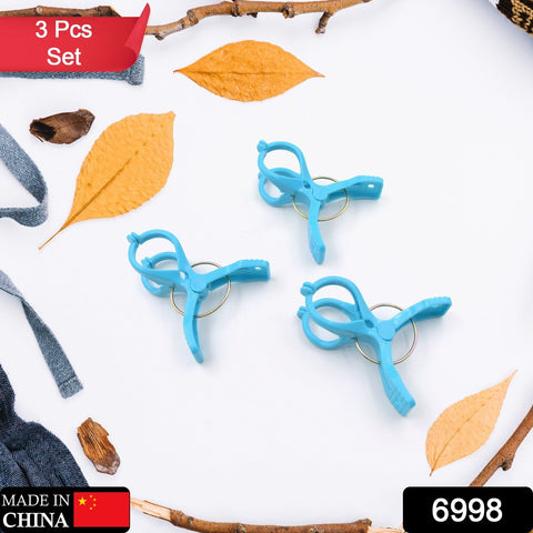 6998  Big Multifunction Plastic Heavy Quality Cloth Hanging Clips, Plastic Laundry Clothes Pins Set of 3 Pieces