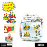 8038  Blocks House Multi Color Building Blocks with Smooth Rounded Edges (110Pc Set) - SWASTIK CREATIONS The Trend Point