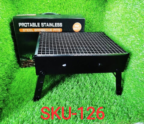0126 Folding Barbeque Charcoal Grill Oven (Black, Carbon Steel) - SWASTIK CREATIONS The Trend Point