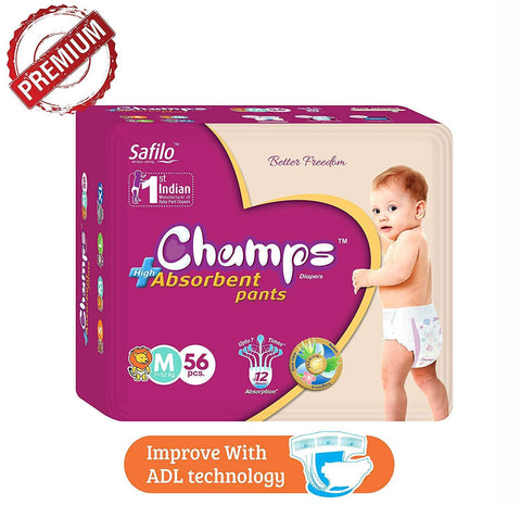 0952 Premium Champs High Absorbent Pant Style Diaper Medium Size, 40 Pieces (952_Medium_40) - SWASTIK CREATIONS The Trend Point