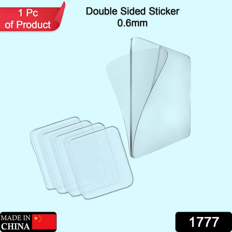 1777 New Double Side Tape Sticker Strong Waterproof Wall Indoor Nano Adhesive No Trace Gel Clear Industrial Multipurpose Removable Use for Bedroom, Home, Kitchen, Hotel (0.6mmx1pc)