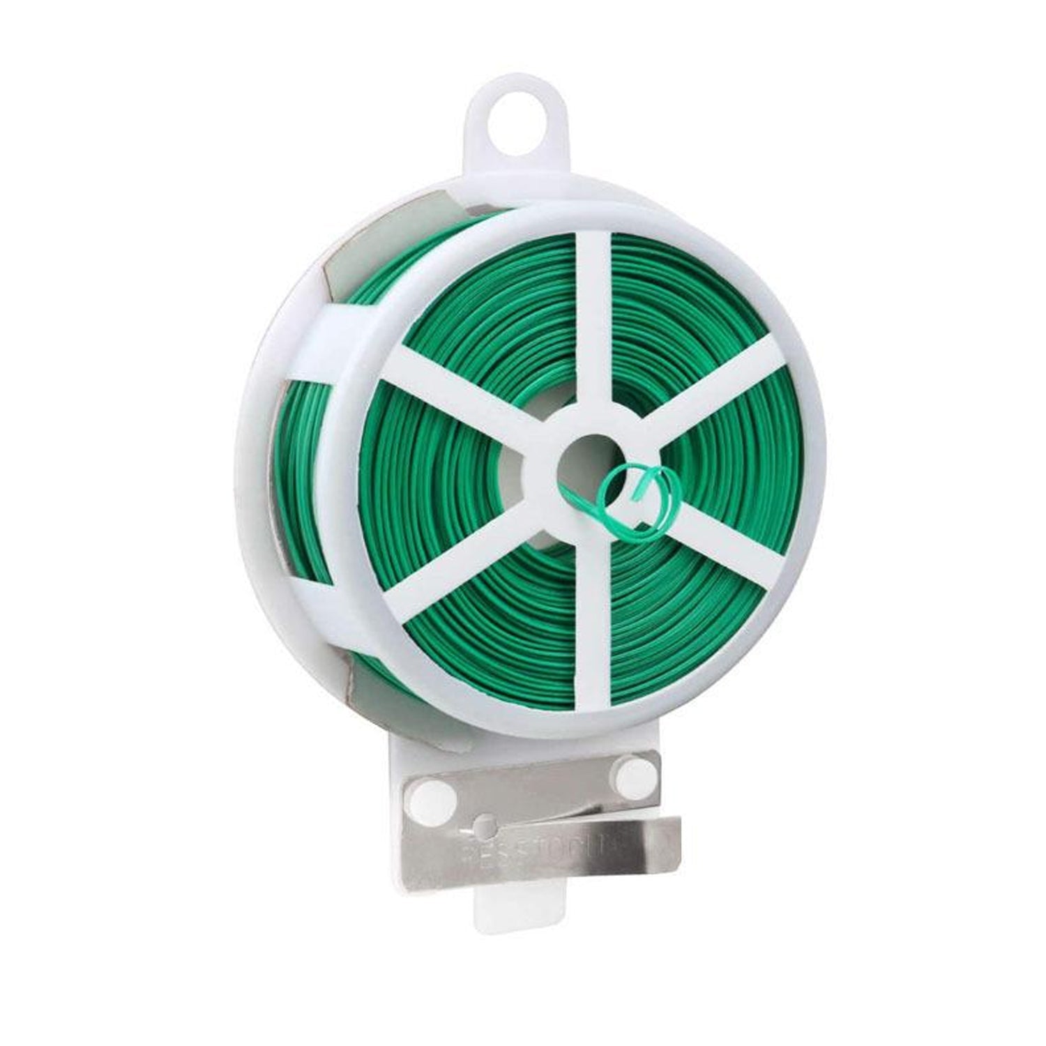 0873 Plastic Twist Tie Wire Spool With Cutter For Garden Yard Plant 50m (Green)