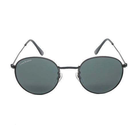 Louis Kouros-3447 Mezage Round Black-Black Sunglasses For Men & Women~LK-3447