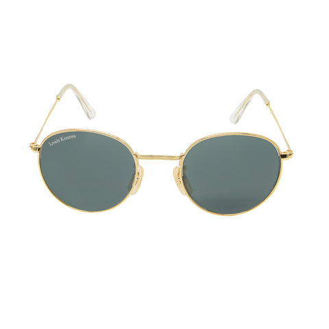 Louis Kouros-3447 Mezage Round Black-Gold Sunglasses For Men & Women~LK-3447