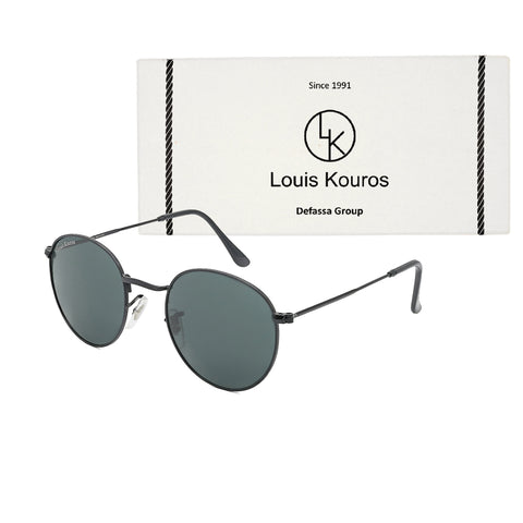 Louis Kouros-3447 Mezage Round Black-Black Sunglasses For Men & Women~LK-3447 - SWASTIK CREATIONS The Trend Point