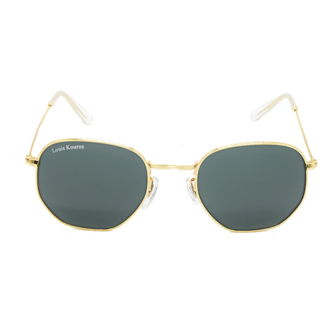 Louis Kouros-3548 Tarth Square Black-Gold Sunglasses For Men & Women~LK-3548